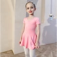 thumbnail image 6 of ‌LYMAYTER Girls Toddler Ballerina Leotard Tutu Skirt Short Sleeve Criss-Cross Back Party Wear‌ 3Y-11Y, 6 of 7