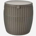 thumbnail image 5 of FASCK 9.5 Gallon Ice Cooler, Wicker Round Ice Chest, Outdoor Beer Wine Ice Bucket, Top Lid Side Handles Drainage Plug, Weather-resistant Patio Cool Bar Table for Cocktail Party Poolside Deck, 5 of 8