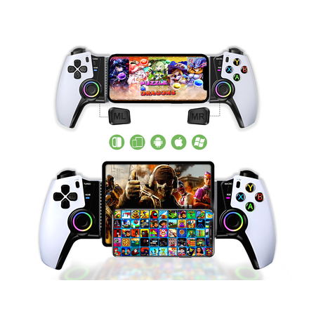 Electronic World Wireless Bluetooth Mobile Gaming Controller Gamepad for Android iPhone iPad Tablets and Smart LED TV Hall Effect Joystick Linear Triggers Stretchable 250mm 800mAh Battery