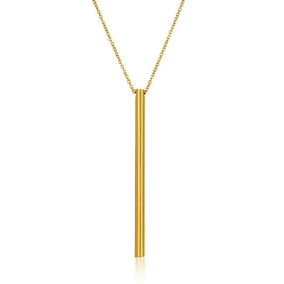 ELYA Women's Polished Cylinder Bar Gold Plated Steel Necklace