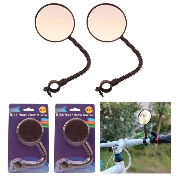 2 Bike Rear View Mirror Flexible Handlebar Glass Cycling Blind Spot