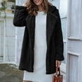 thumbnail image 5 of IROINNID Women's Mid-Length Shearing Jacket Notch Lapel Solid Color Long Sleeve Loose Button Thickened Plush Coat, Black, 5 of 5