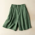 thumbnail image 2 of Summer Clearance! Zpanxa Womens Shorts Casual Women Loose Fitting High Waisted Linen Wide Leg Long Pants Appear Slim and Color Pants Green 3XL, 2 of 7
