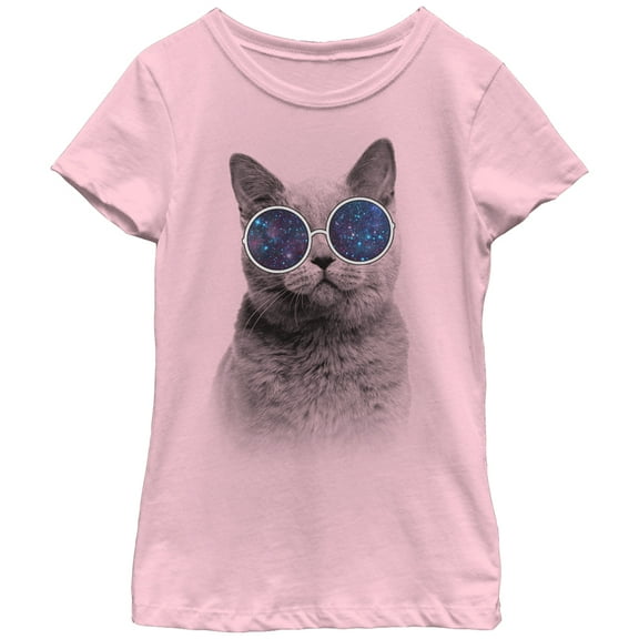 Girl's Lost Gods Galaxy Goggles Cat  Graphic Tee Light Pink X Large