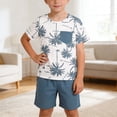 thumbnail image 2 of Youth Boy Outfit Short Sleeve Prin with Black Shorts Playwear Two Piece Boys Spring Clothes,Blue,9Y, 2 of 9