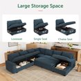thumbnail image 5 of Marrber 111” Blue 7 Seat U Shaped Sectional Sleeper Sofa with Pull Out Bed and Storage for Living Room, Oversized Corduroy Tufted, 5 of 9