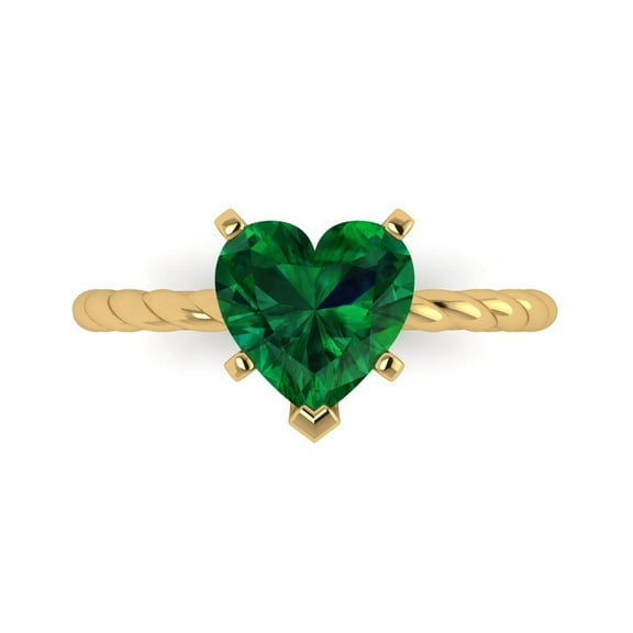 Solitaire Engagement Ring for Women - 2ct Simulated Emerald in 14K Yellow Gold Promise Ring