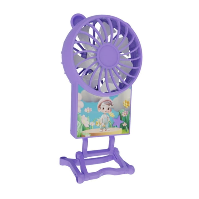 Ventilador de mano, ventilador personal, resistente, silencioso, ligero, plegable, ventilador de viaje, ventilador portátil pequeño para coche, hogar, Violeta