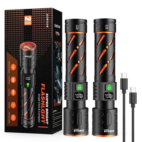 Linterna Gosdas recargable de 1000 lúmenes, 30 W, LED, paquete de 2