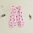thumbnail image 2 of mgoYE Baby Girl Clothes Outfits Infant Summer Romper Cotton Linen Preemie Newborn Essentials Photography(Watermelon Red,6-12 Months), 2 of 6