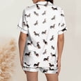 thumbnail image 4 of Bibifish Womens Pajama Set Summer Sausage Dog Print Satin Short Sleeve Top And Shorts 2 Piece Pjs Comfort Nightwear, 4 of 5