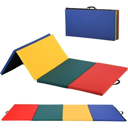 BestMassage CM Gymnastics Mat 4'x8' - Foldable PU Leather w/Handles for Yoga/Tumbling