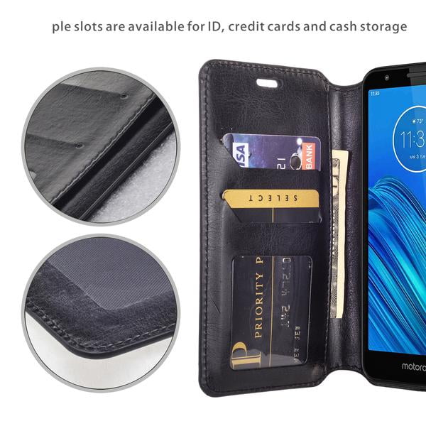 Case for Moto E6 Case [Kickstand] Pu Leather Wallet Case ID