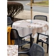 thumbnail image 5 of Outdoor Tablecloths with Umbrella Hole & Zipper, Brown White Floral 60x60 Inch Square Tablecloths, Spring Botanical Leaves Farmhouse Waterproof Table Cloth, Patio/Pool/Picnic Table Covers, 5 of 8