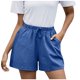 thumbnail image 1 of Pantalones cortos qucoqpe con cordón para mujer, de verano, con cintura elástica, informales, ligeros, de algodón y con bolsillos., 1 of 5