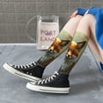 thumbnail image 3 of Lsque Streamside Meditating Fox Printed Crew Socks Men's Women's LightWeight Thin Casual Calf Socks ,Knee High Socks,Cotton Socks, 3 of 9