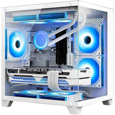Hoengager RTX 5070 12GB Gaming PC Desktop - AMD Ryzen 7 5700X 3.4 GHz, 32GB DDR4 RAM, 1TB PCIe +1TB SATA SSD, WiFi + BT, Windows 11 Pro -RGB Prebuilt Computer
