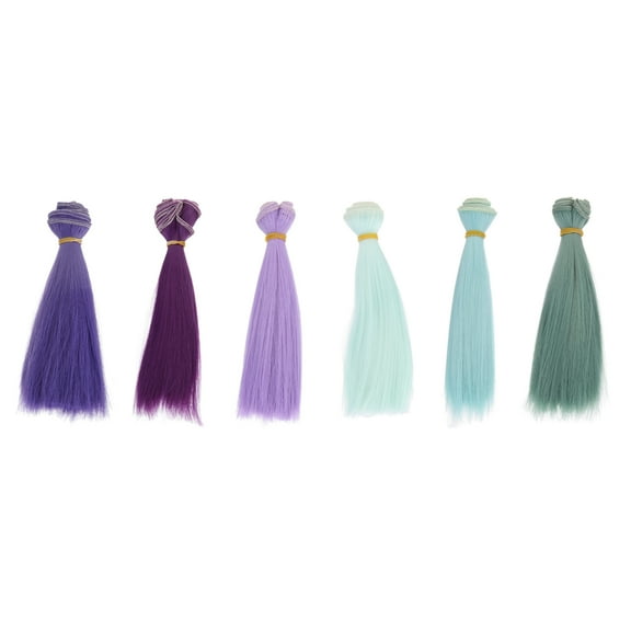 Uxcell 15cm Doll Hair Wefts, 6Pcs Synthetic Straight Hair Doll Wigs, Multicolor 3