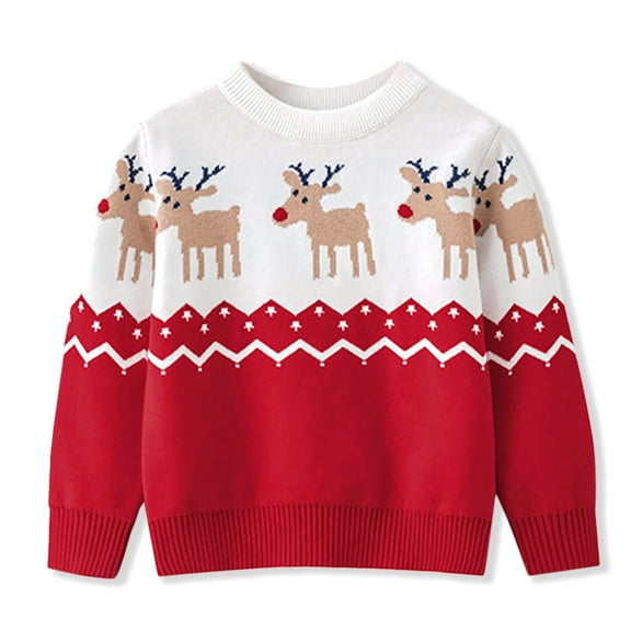 SYNPOS Toddler Little Kid Girl Boy Cute Elk Christmas Sweater Pullover Tops