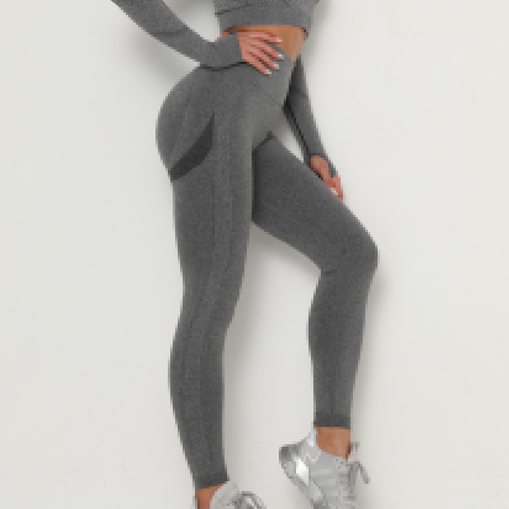 thumbnail image 5 of SWSMCLT Women's Yoga Leggings Soft Sports Active Athletic Tummy Control Slim Fit Seamless Thigh Running Buttery Pants Slimming High Waisted Pant Workout Grey X-Large, 5 of 5
