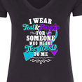 thumbnail image 4 of Inktastic Suicide Prevention Awareness I Wear Teal and Purple for Someone Who Meant the Women's V-Neck T-Shirt, 4 of 5