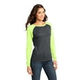 thumbnail image 4 of District Adult Female Women Electric Heather T-Shirt Neon Lime/Blk 2X-Large, 4 of 6