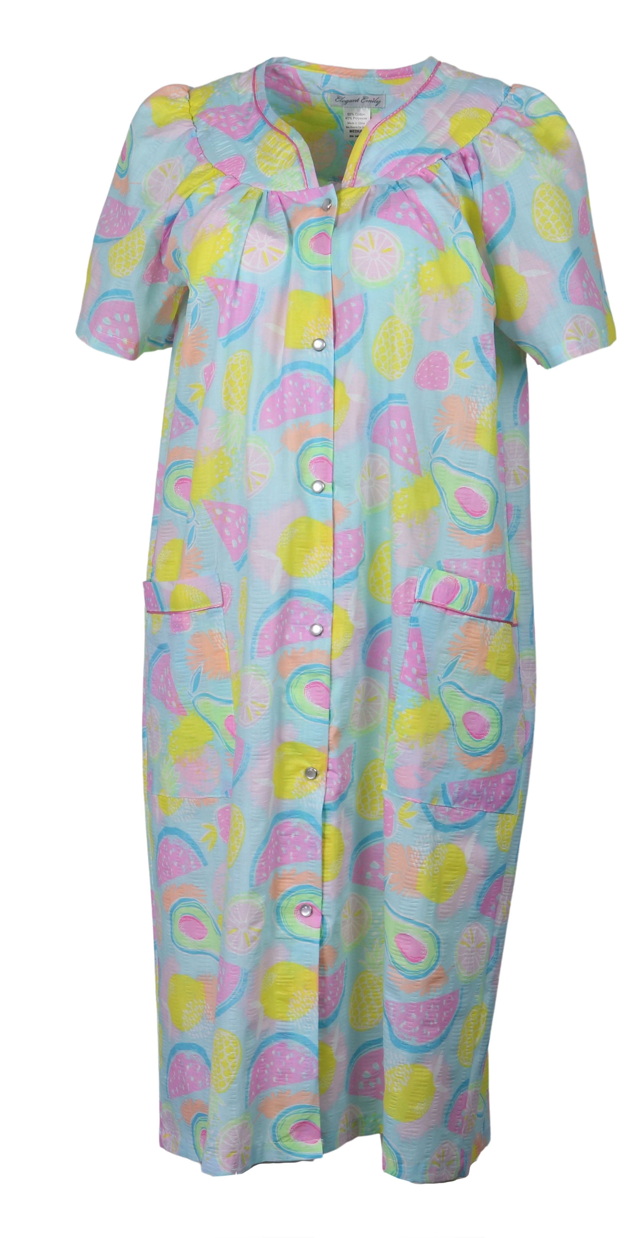 Elegant Emily Women's SnapFront Duster Robe With Pockets Aqua Summer