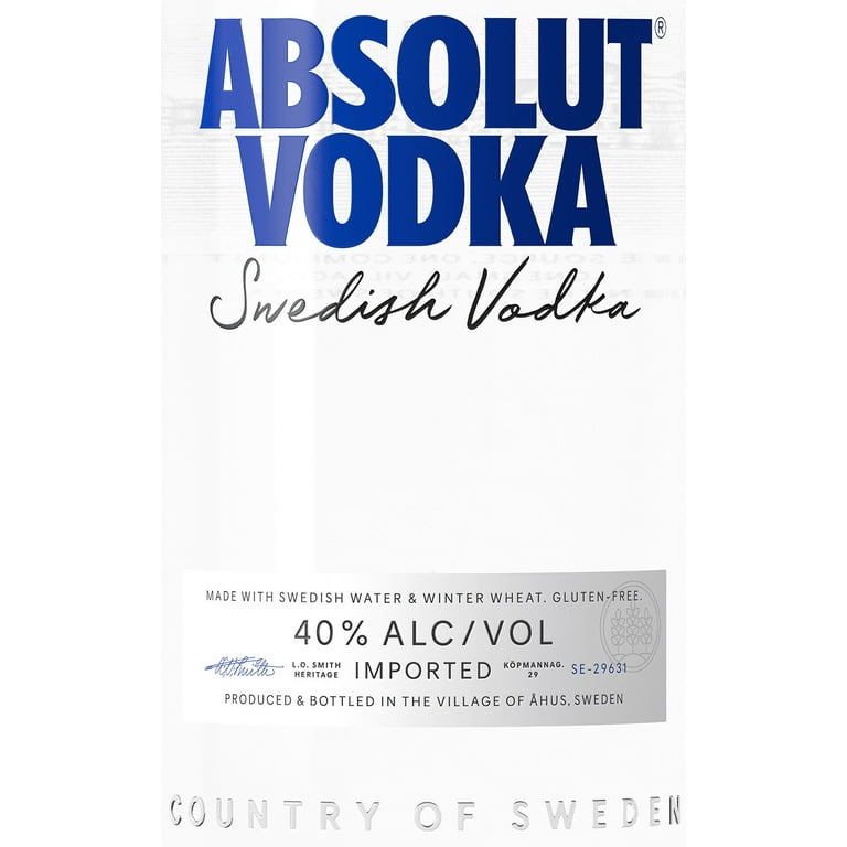 Absolut Original Vodka, 750 mL Bottle, 40% ABV 