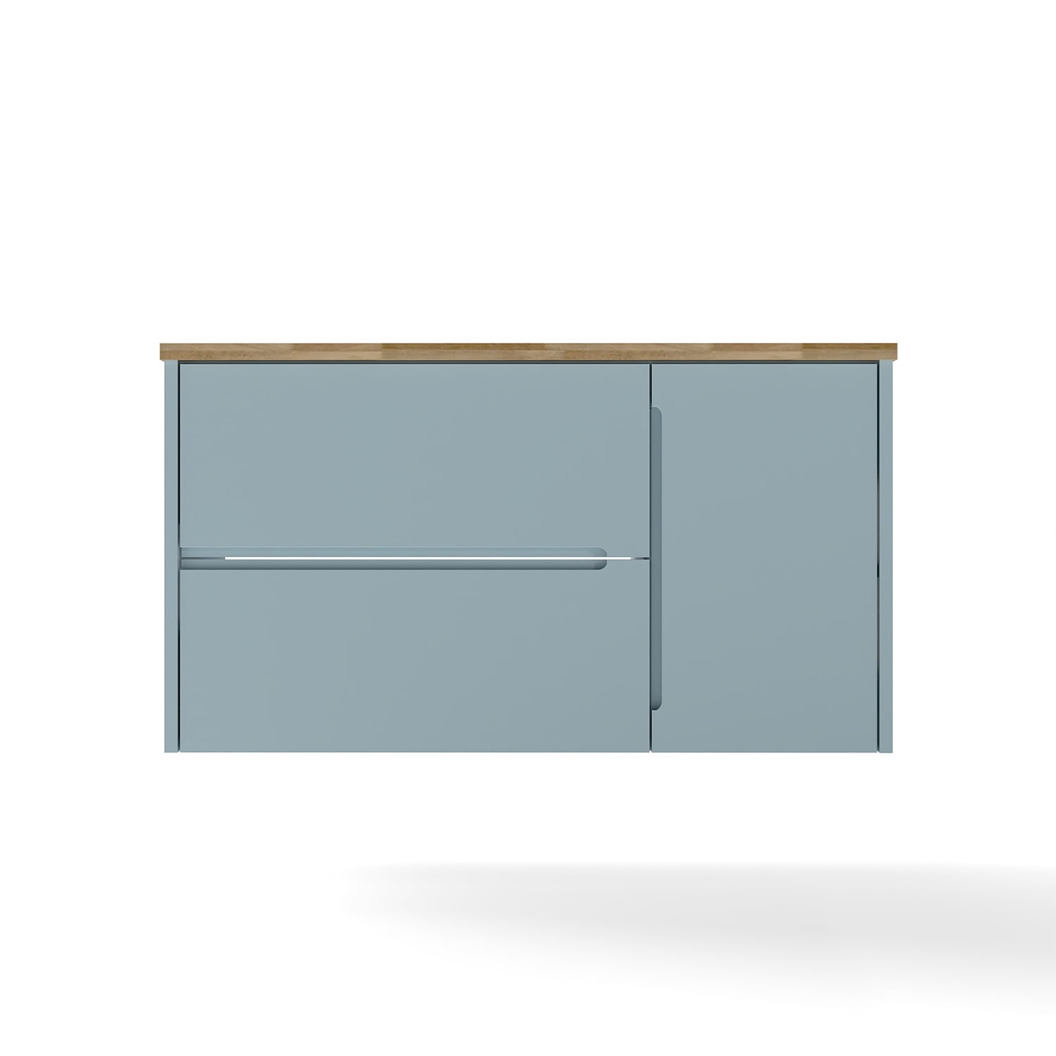 Demi Bonn 35" Single Door Wall Mounted Bathroom Vanities Cabinet with 2 Drawers, Faucets and Drains Not Included, Blue