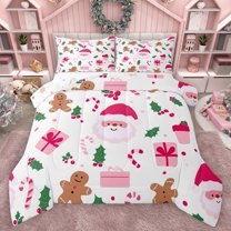 Homewish Kids Children Santa Claus Bedding Comforter Set 2pcs,Xmas Gingerbread Man Twin Comforter Sets Microfiber,Merry Christmas Breathable Bedding Set,Luxury Bedroom Decor,Reversible