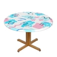 thumbnail image 2 of YFYANG Round Fitted Table Cloth, Waterproof Blue Abstract Watercolor Pattern Polyester Table Cover, Indoor Outdoor Decorative Tablecloths with Elastic Edge, 2 of 7