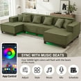 thumbnail image 4 of Harper & Bright Designs U-Shaped Sectional Sofa Set for Living Room, Corduroy Upholstered Sectional Sofa with RGB LED Light Strip and 6 Pillows, Green, 4 of 16