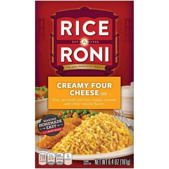 (6 pack) (6 pack) Rice-A-Roni Rice & Vermicelli Mix, Creamy Four Cheese, 6.4 oz Box