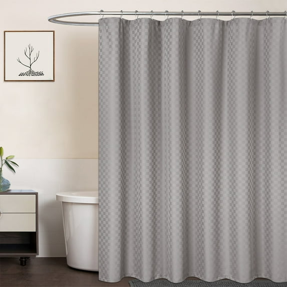 Haperlare 72"Wx72"L Gray Shower Curtain Heavy Duty Thick Plaid Fabric Shower Curtains Waterproof Polyester Shower Curtain for Bathroom, 1 Set