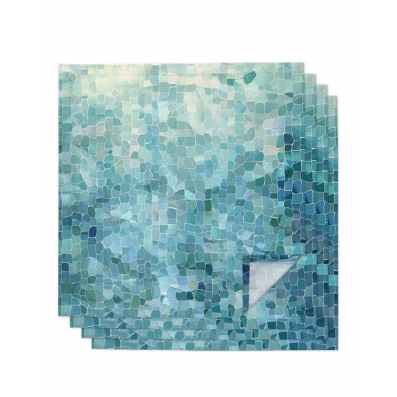 nqOlkjepod Turquoise Teal Cloth Napkins Set of 4 Reusable Dinner Napkins, Chic Abstract Aesthetic Art Modern Cocktail Napkin Washable Table Napkins for Wedding/Holiday Party/Baby Shower 20"x20"