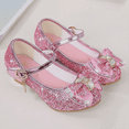 thumbnail image 6 of Otqutp Slides Kids Girls Flower Girls Dress Shoes Toddler Kids Wedding Low Heel Mary Jane Shoes Glitter Flat Shoes, 6 of 6