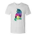 thumbnail image 2 of Wild Bobby, Neon Beach Sunset Cat California Vibes | Mens Animal Lover Premium Tri Blend T-Shirt, Heather White, Small, 2 of 4