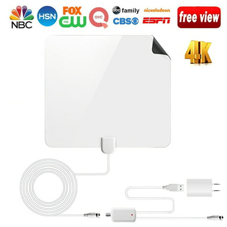 [Newest 2019] Amplified HD Digital TV Antenna 50 Miles Range Support 4K 1080p & All Older TV's Indoor with HDTV Amplifier Signal Booster and 13ft Coax Cable Power