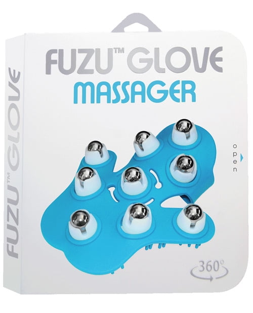 Fuzu 9 Ball Roller Massage Glove for Stress Relief and Cellulite Reduction, Blue, 1-Glove