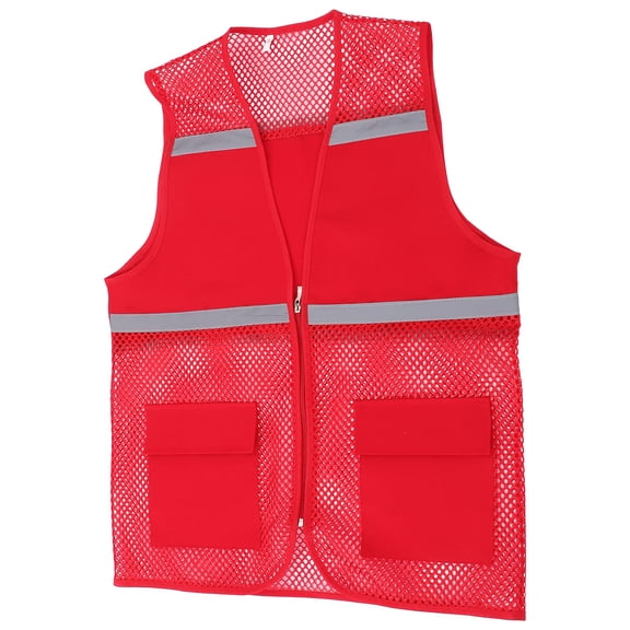HOMEMAXS  High Visibility Reflective Vest Safety with Multiple Pockets Work Red