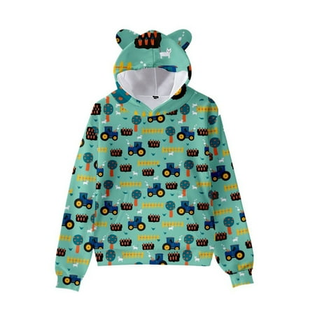 

THE WILD General Children s Sweater Cartoon Printing Cute Cat Ear Hat Long Sleeve Sweater