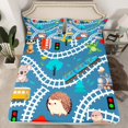 thumbnail image 2 of Erosebridal Mignon Hedgehog Ensemble de Draps Format Double, Draps Floraux Koala Double, Déco Steam Engine, 4 Pcs, 2 of 6