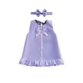 thumbnail image 4 of Caoirhny Baby Girls Summer A-line Dresses Sleeveless O Neck Lace Trim Bow Dress + Headband, 4 of 9