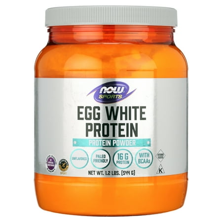 NOW Sports Nutrition, Egg White Protein, 16 g With BCAAs, Unflavored Powder, 1.2-Pound