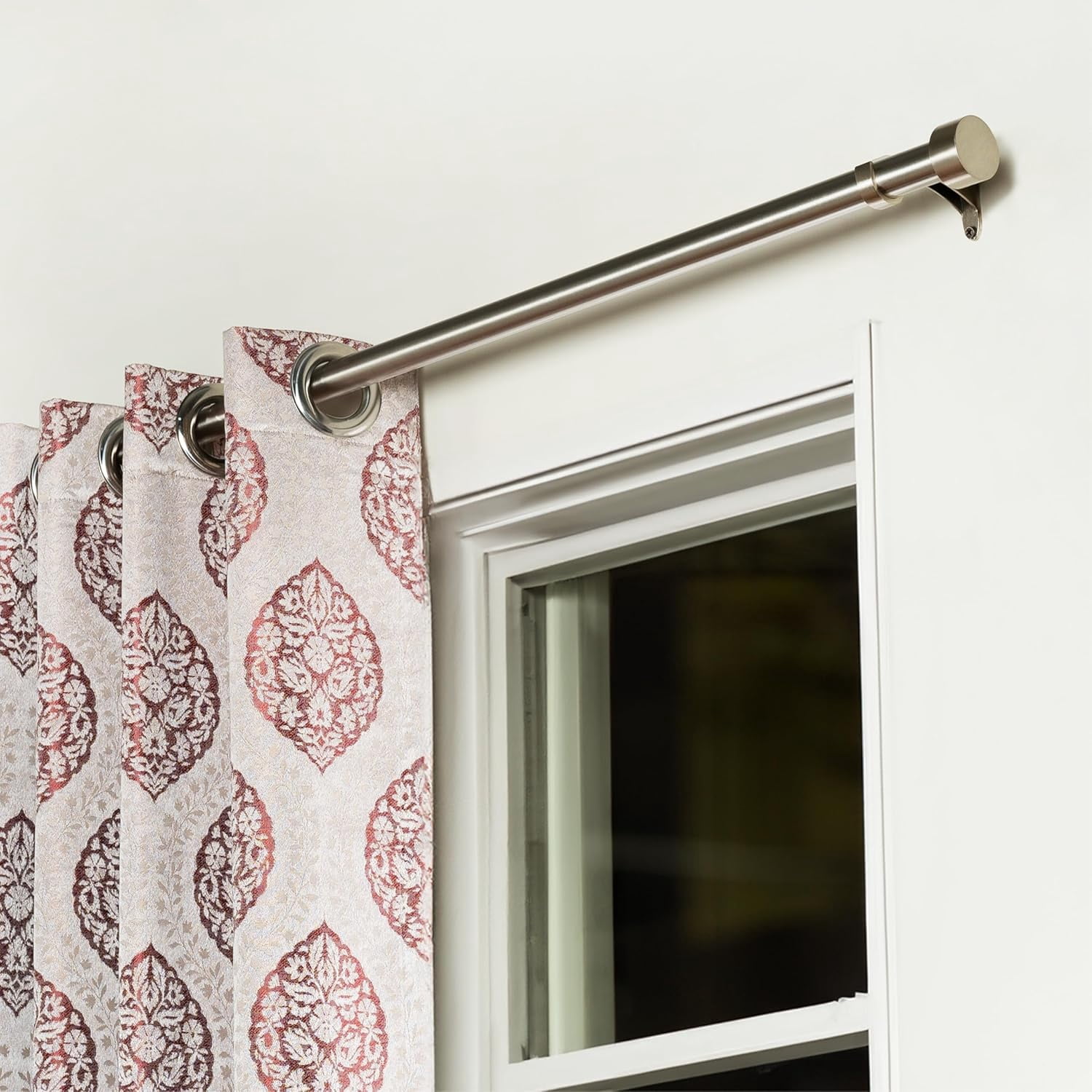 Deco Window Home Décor Modern 1 Inch Satin Silver Pluto Adjustable Single Curtain Rods, 18-44 in
