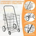 thumbnail image 3 of Utility Shopping Cart with Double Basket, Foldable Rolling Carts for Groceries, Grocery Cart with Wheels for Laundry, Shopping, Luggage Portable Shopping Cart, Black, 3 of 6