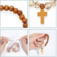 thumbnail image 4 of 30 Pcs Wood Crosses Bracelets 2 Styles Mixed Color Stretch Bracelets Natural Wooden Round Beaded Elastic Bracelet Charms for Men Women Business, 4 of 9