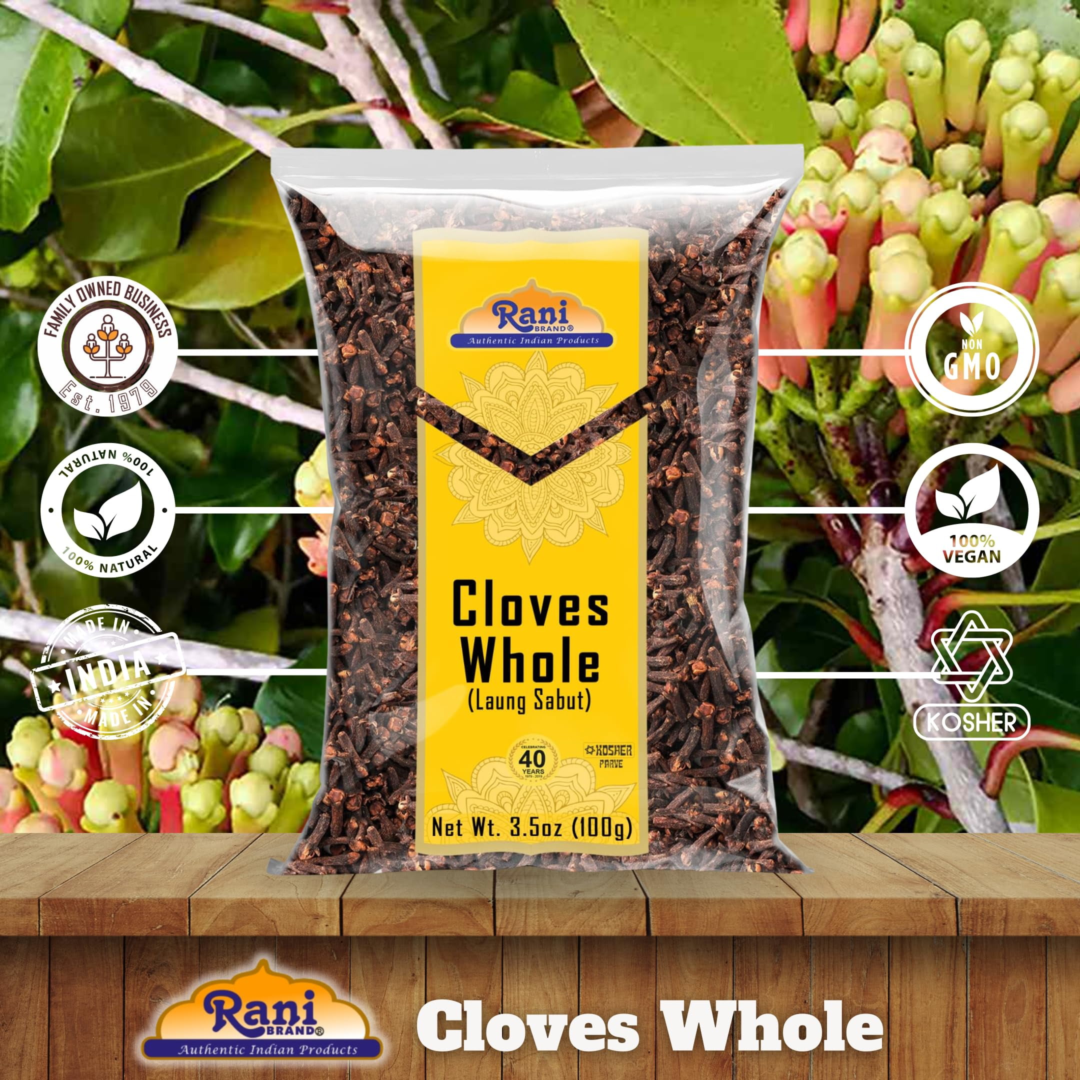 Rani Cloves Whole (Laung) 3.5oz (100g) Great for Food, Tea, Pomander Balls and Potpourri, Hand Selected, Spice ~ All Natural | NON-GMO | Kosher | Vegan | Gluten Friendly | Indian Origin