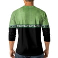 thumbnail image 5 of Men's Button-Down Contrast Raglan 3/4 Sleeve Top Light Green C XL, 5 of 7