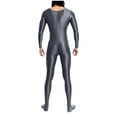 thumbnail image 5 of Wyobmus Men's Oil Shiny Tights Full Bodysuit Footed Metallic Glossy Jumpsuit Long Sleeve Shapewear Gray, 5 of 5
